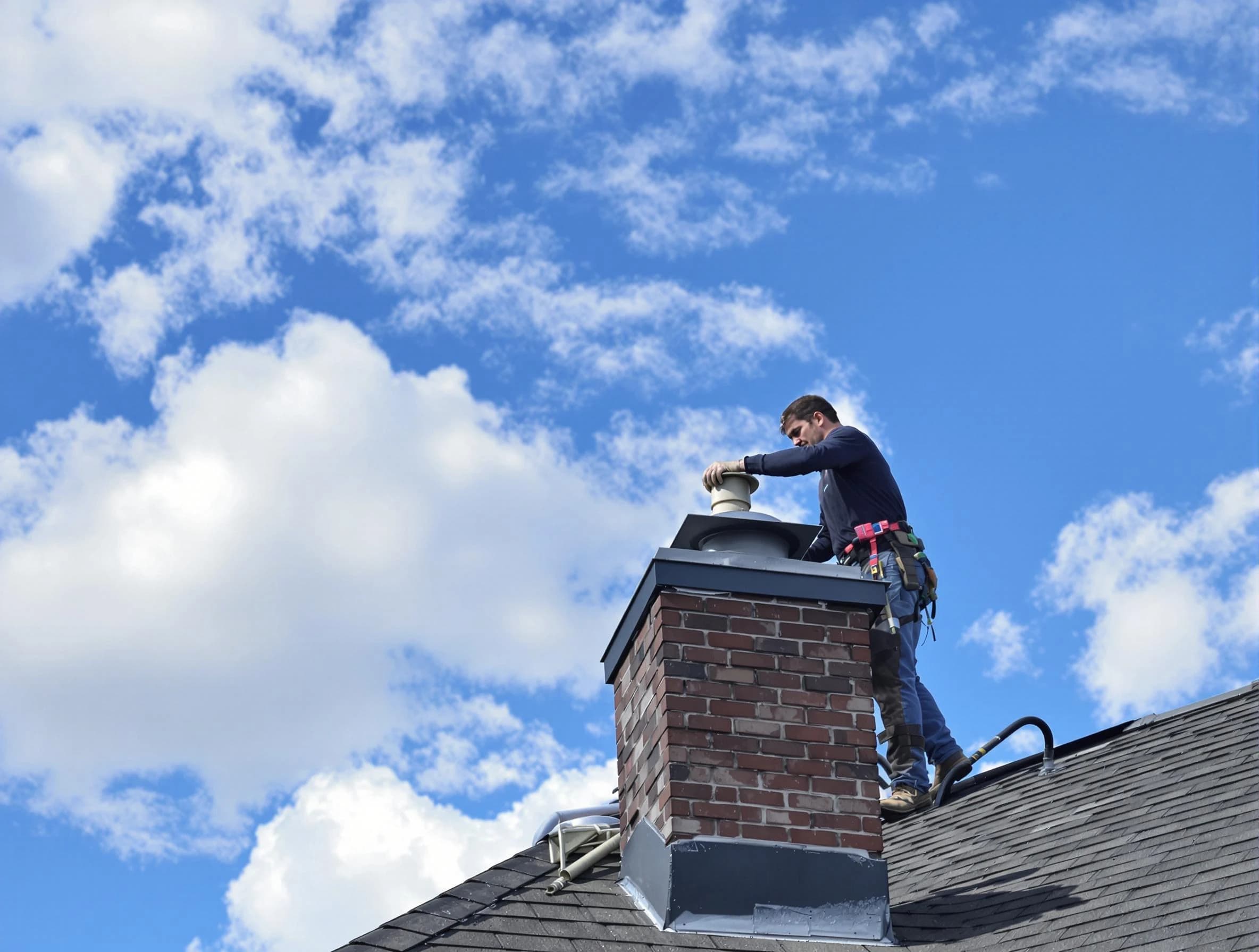 Ohio Chimney Sweep installing a sturdy chimney cap in Ohio, PA