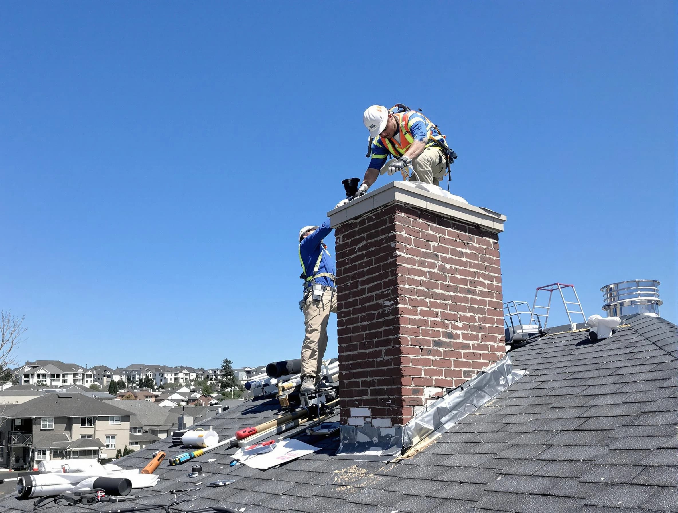Ohio Chimney Sweep repairing a chimney crown in Ohio, PA
