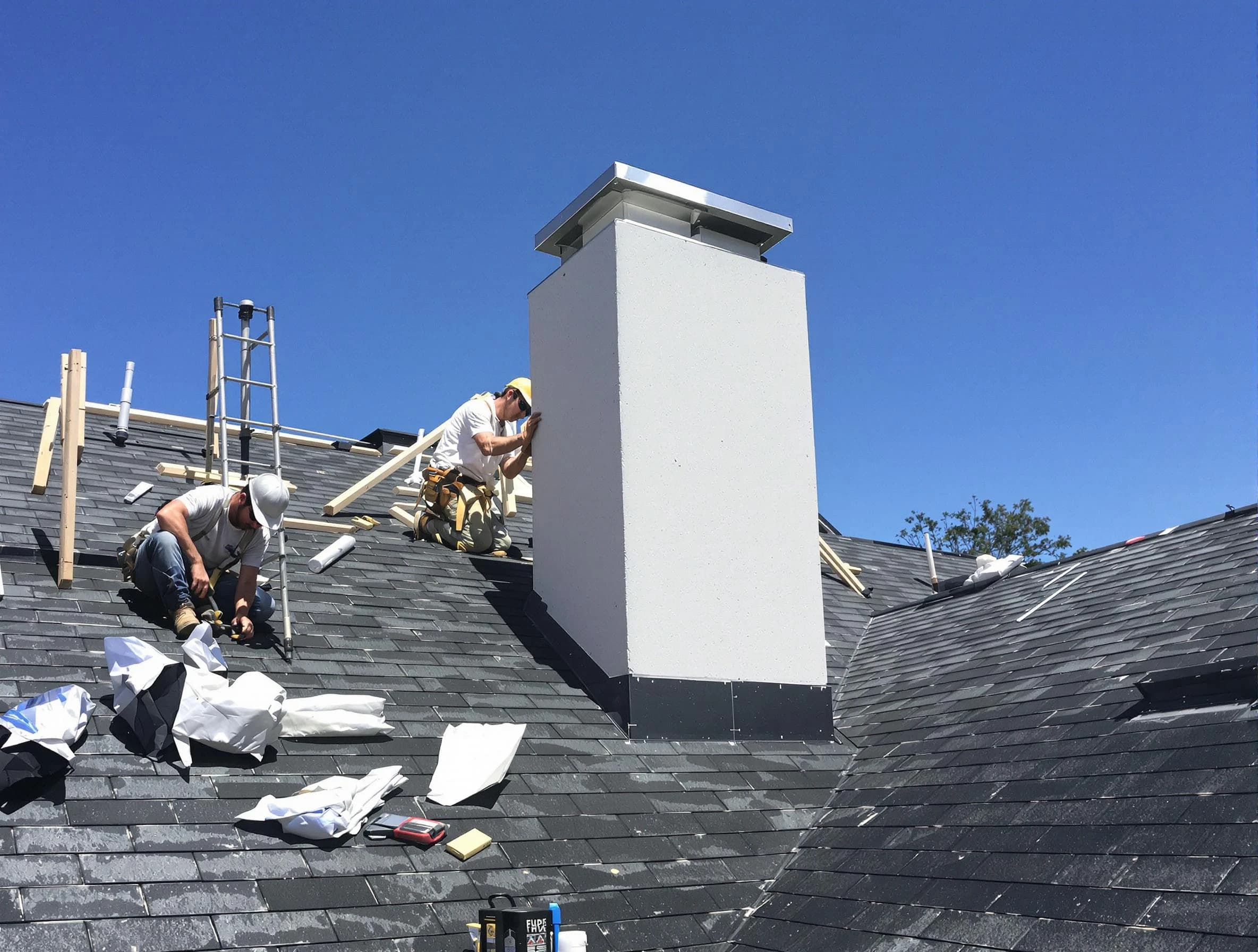 Ohio Chimney Sweep crew installing a new chimney in Ohio, PA