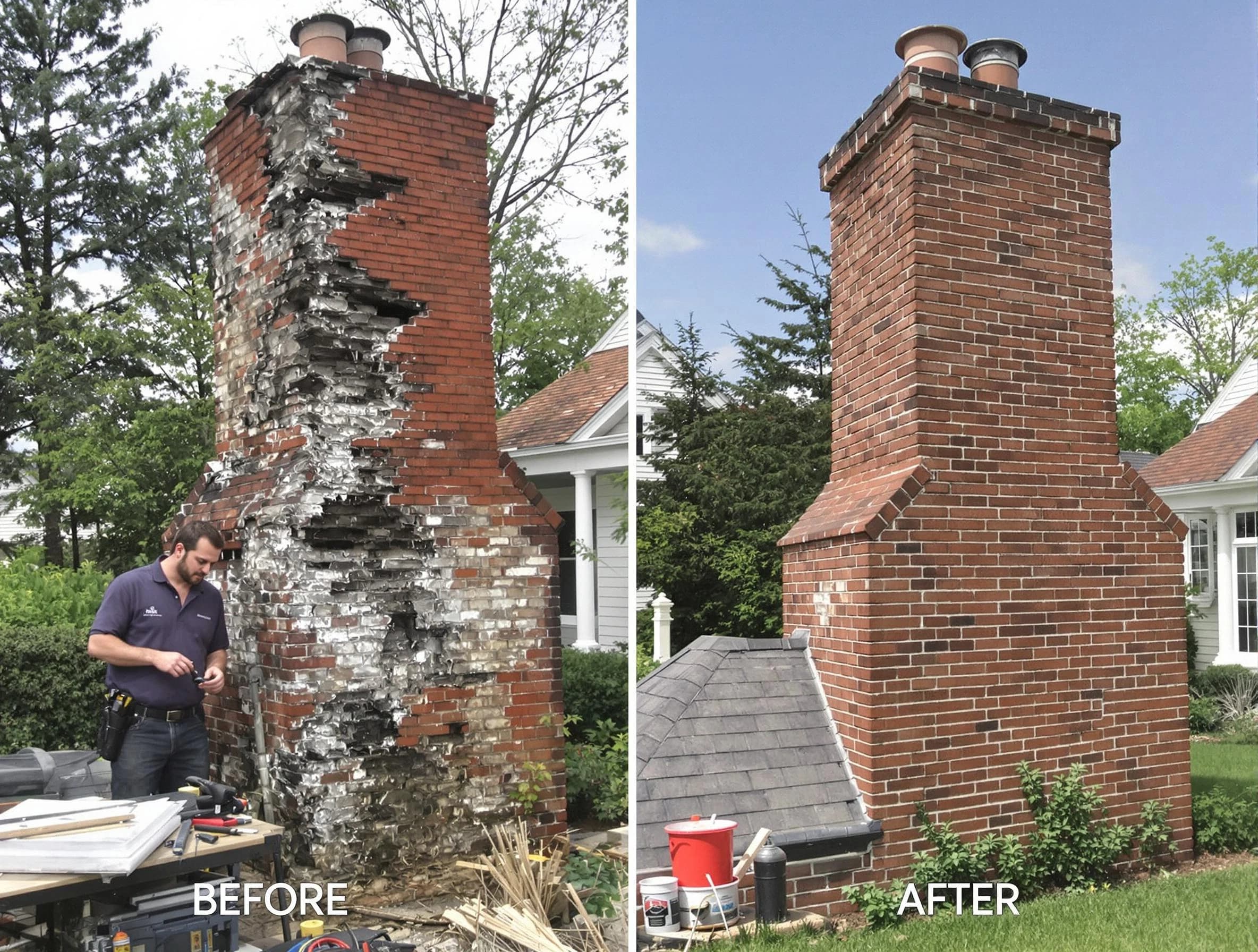 Ohio Chimney Sweep performing a full chimney restoration in Ohio, PA