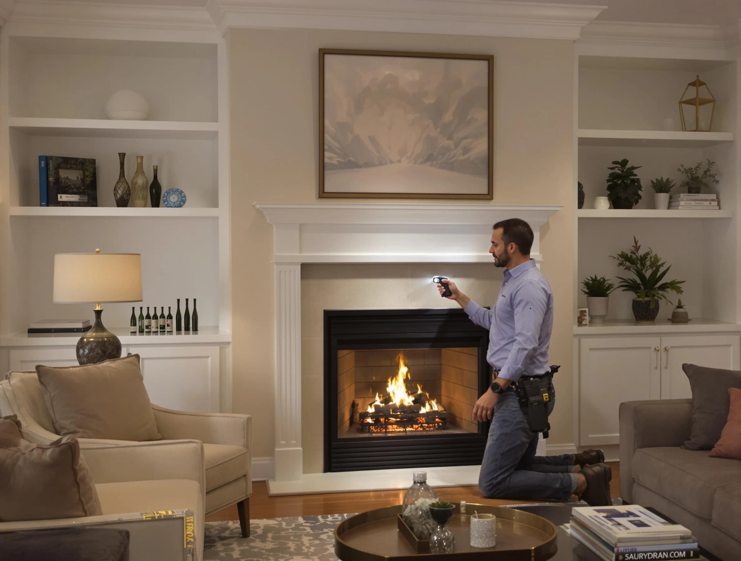 Ohio Chimney Sweep conducting a fireplace safety inspection in Ohio, PA