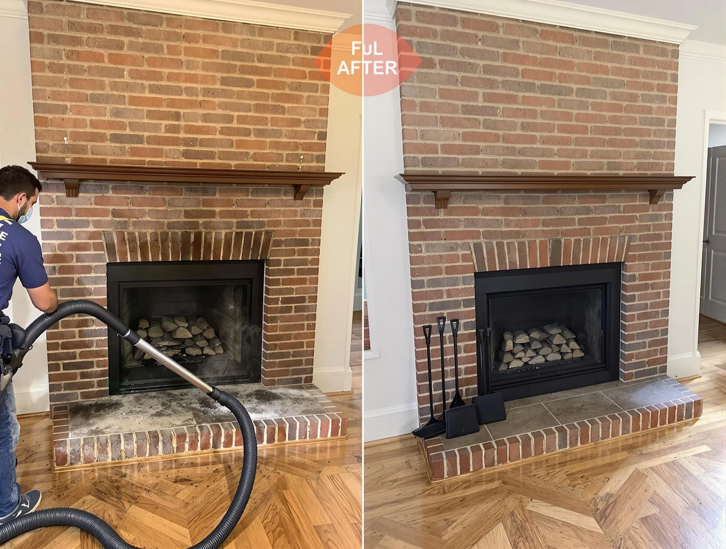 Ohio Chimney Sweep carefully sanitizing a fireplace in Ohio, PA