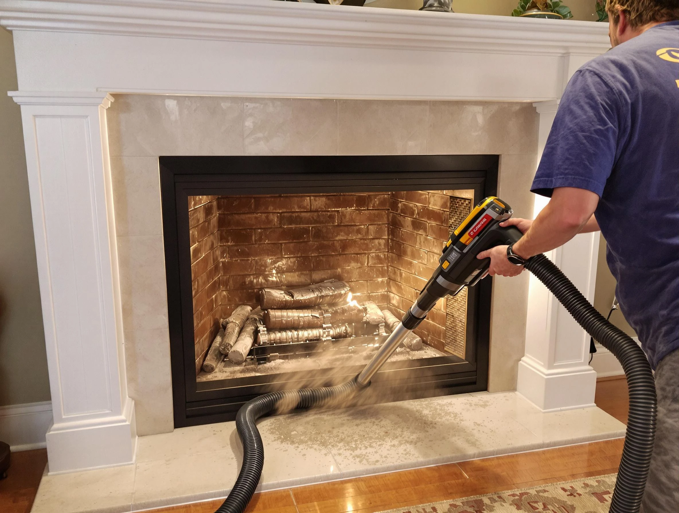 Fireplace cleaning performed by Ohio Chimney Sweep in Ohio, PA