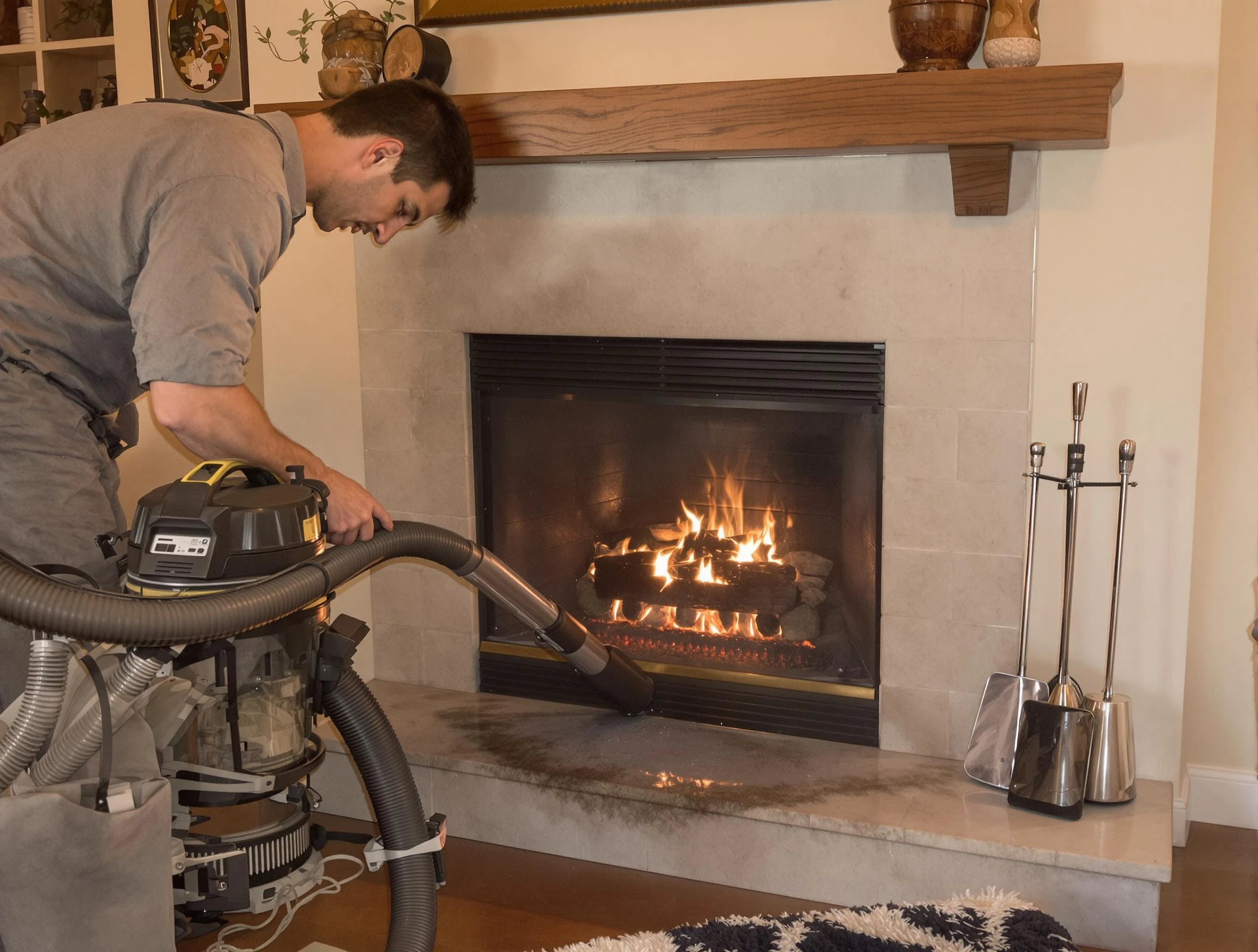 Routine fireplace upkeep by Ohio Chimney Sweep in Ohio, PA